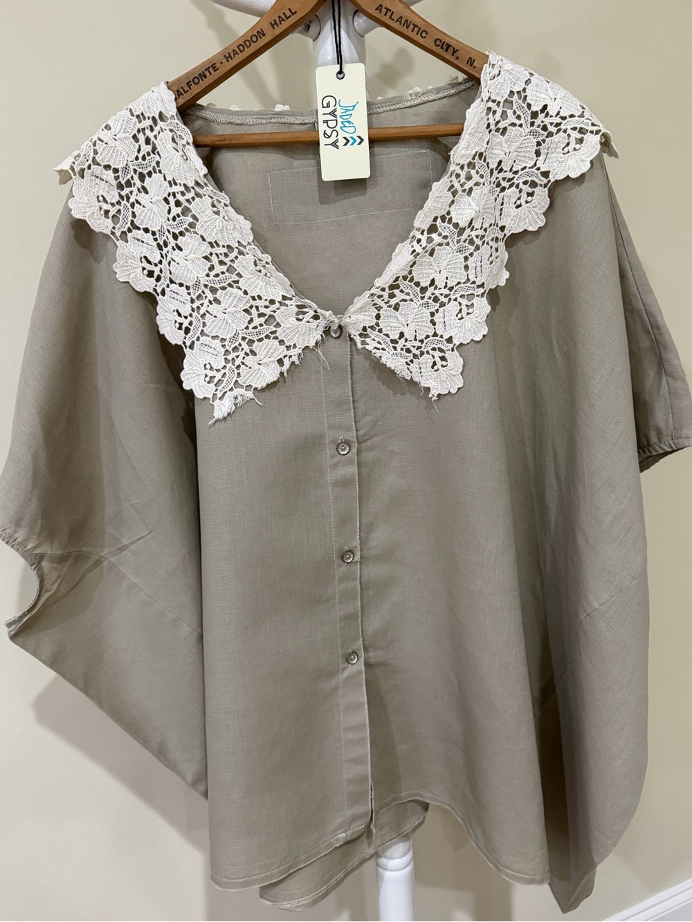 Jaded Gypsy OS L/XL Top Blouse Lace Collar